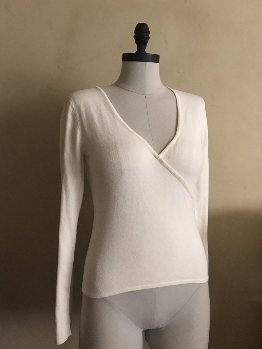 Soft White Wrap-Style Long Sleeve Top